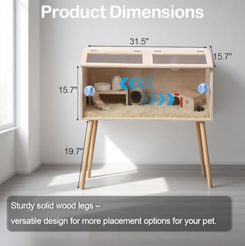 32"x16"x16" Brooder Box for Chicks, with 20In Legs Heat Lamp and Thermometer, Feeder, Waterer Toys Set for Chicks, Lizard, Parrot, Hamster, Quail, Hedgehog Cage
