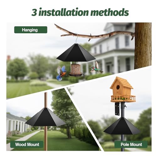 95 Inch Bird Feeder Pole Kit, Squirrel Baffle, 5-Prong Base | Heavy-Duty Metal Pole, for Bird Houses, Garden Décor, Backyard and Patio Use - size: 95 inch with baffle