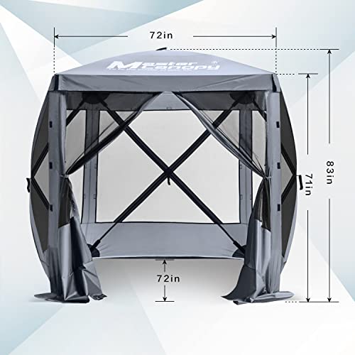MASTERCANOPY 6x6 Portable Screen House Room Pop up Gazebo Outdoor Camping Tent with Carry Bag (6x6,Grey) - color: Gray, size: 6x6 ft