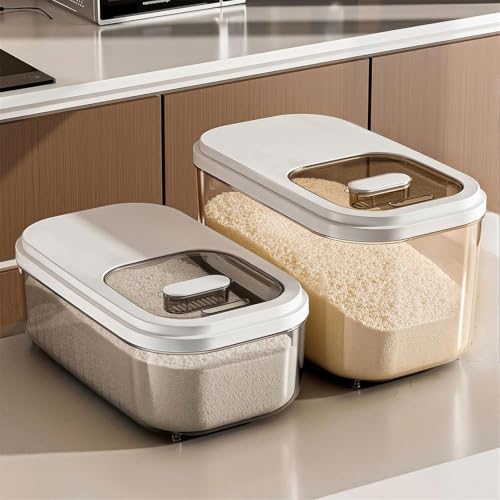 Rice Storage Container, Airtight Food Storage Containers 11-22 Lbs, Rice Dispenser with Measuring Cup and Small Bin for Flour Cereal Pasta Grain, Pet Bird Food Container (Small-11LBS)