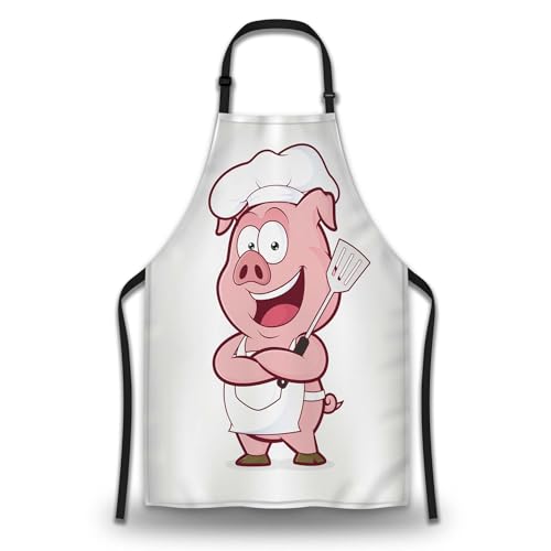 Kitchen Apron for Men Pig Chef Women Aprons for Cooking Restaurant BBQ Painting Crafting Gardening 27” (W) x 31” (H), Waterproof Apron - color: Pig Chef