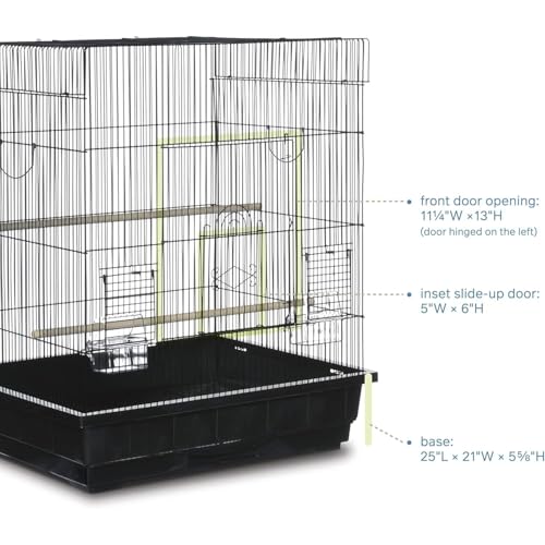 HomeStock Square Roof Bird Cage - Durable Metal Bird Habitat with Spacious Interior White - color: White