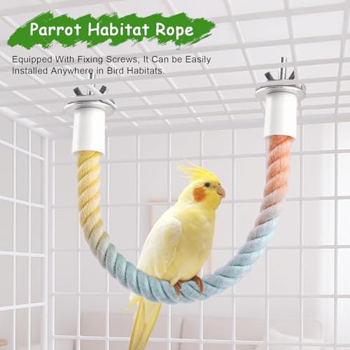 3 Pcs Bird Rope Perches Gradient Color, Bendable Parrot Bird Perch Rope Stand for Cage, Stand Climbing Stand Toy for Cockatiels, Lovebirds, Budgies, Parakeets (2 Short + 1 Long) - size: 2 Short + 1 Long