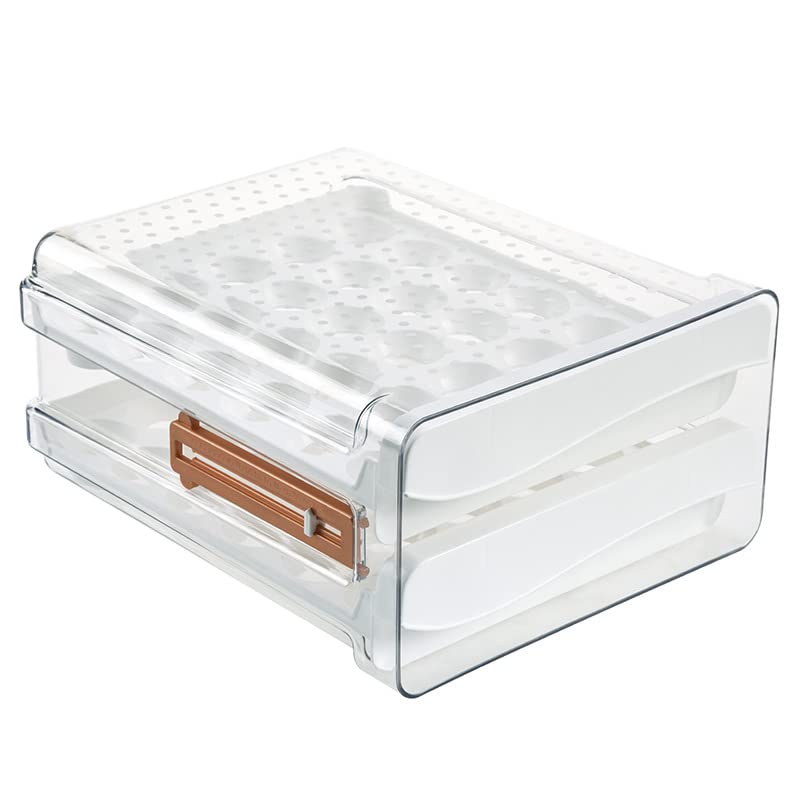 Sooyee Egg Holder for Fridge, Clear, 2 Drawers 60 Eggs | Eggs Organizer for Refrigerator,Space-Saving Egg Container, Clear Acrliy 2-Tier Egg Tray Storage for Kitchen - size: 60 Capacity
