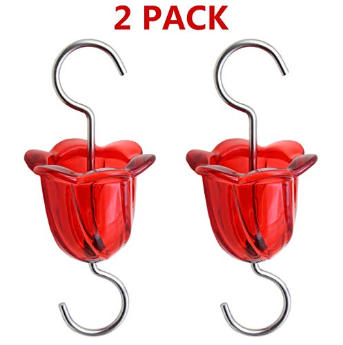 Pack of 2 Flower Design Glass Ant Moat for Hummingbird and Oriole Feeders Large Capacity Guard for Nectar Feeders
