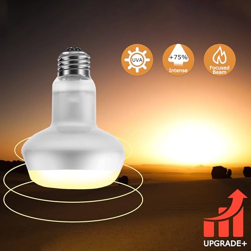 100W High-Output Reptile Basking Spot Lamp, Daylight Heat Bulb | Intense Daylight Heating, Promotes Activity & Digestion for Desert Reptiles, Large Terrariums & Basking Enclosures, E26 Base - color: Intense Basking Spot, size: 100W Upgraded - 3.1"