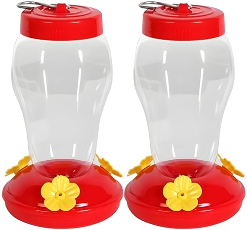 Plastic Hanging Hummingbird Feeders (Pack of 2) – Durable Outdoor Nectar Feeders, Easy Fill & Clean, Leak-Resistant Garden Feeders for Backyard & Patio