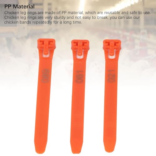 100Pcs Numbered Poultry Leg Rings 1-100 Identification Tags Reusable Bands for Chickens Ducks Geese Pigeons(Orange) - color: Orange