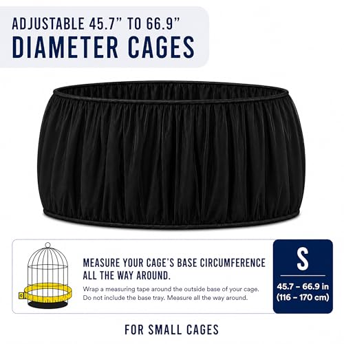Universal Bird Cage Seed Catcher Universal Mesh Skirt Cover Stretchy Small Animal Cages Cover Pet Removable Durable Protector (Black, Small) - color: Black, size: Small