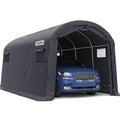 KING BIRD 10' x 20' Round Style Garage Carport Shelter with Roll-up Ventilated Windows Heavy Duty Storage Portable Canopy Storage Shelter Shed for Boat, Patio Furniture and Lawn Mower-Dark Gray - size: 10'X20'