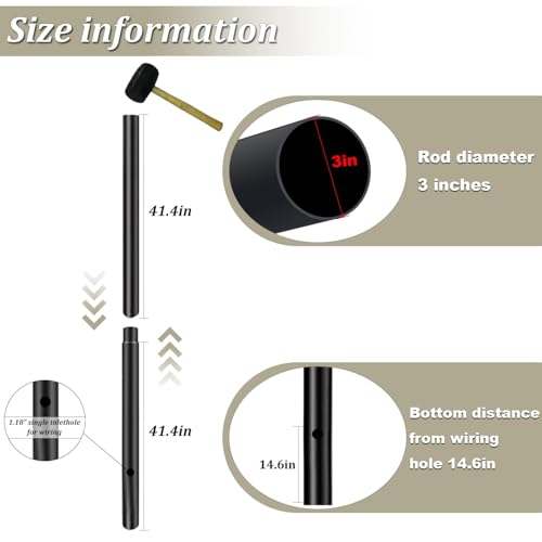 3" x 84" Black Outdoor Light Post - Multi-Use Pole for Light Fixtures, Mailboxes & Birdhouses. Ideal for Porch, Driveway, Garden, and Lawn. - size: lamp post 84"