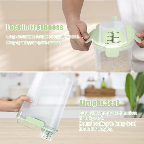 5 Lbs Pet Dog Food Storage Container for Travel Bird Seed Dispenser - Green | Portable Cat Food Containers with Collapsible Bowl 10 Lbs Rice Bin Airtight Cereal Oatmeal Flour Holder with Large Pour Spout - color: Pale Green-5L