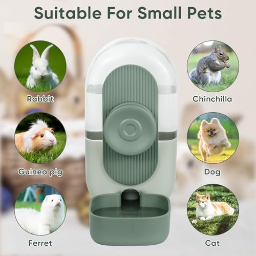 Lemtrflo 28oz Rabbit Water Bottle Dispenser, Bunny Cage Water Bowl | Suitable for Rabbits, Guinea Pigs, Ferrets, and Other Small Pets - color: Green