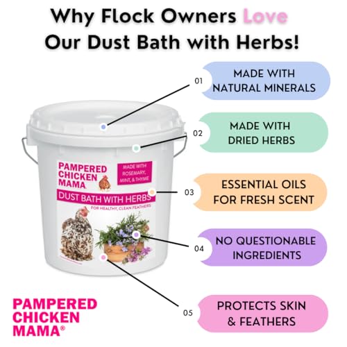 Pampered Chicken Mama Herbal Dust Bath for Chickens for Clean Feathers (8 pounds) | Natural Poultry Supplies for Chicken Coops (8 pounds)