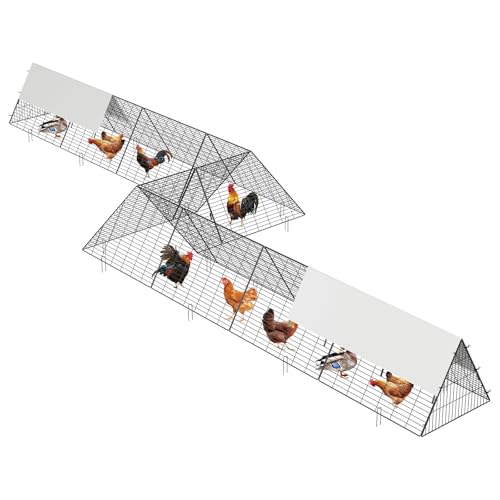 GarveeLife Metal Chicken Tunnel with Waterproof & Anti-UV Cover, Chicken Run for Yard, Outdoor Backyard Farm, Portable Chicken Coop for Hens, Ducks, Rabbits, 287x78.7x24.2 inch - size: 40.9"L x 29.7"W x 3.7"H