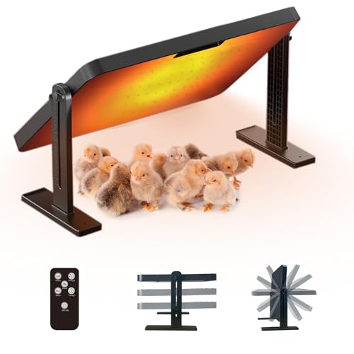 Chicken coop Heater,with Adjustable Temperature Remote Control and Timer,Adjustable Height and Angle Chicken Heater,86-185 Control Temp+12 Hour Timer,Ideal for Chicken Coops Poultry Heating,16"x12" - color: Black