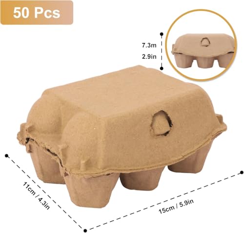 50 Pieces Natural Material Empty Egg Cartons, Each Holds 6 Fiber Egg Carton For Home, Farm, Market, Camping, Picnic, Travel,Reusable.