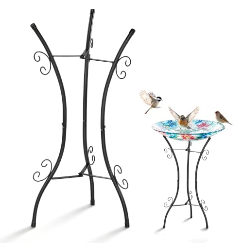 Outdoor Metal Bird Bath Stand, Sturdy Birdbath Bowl Stand, 32 Inch, Fade and Weather Resistant, Outdoor Decoration for Glass BirdBaths, Garden Yards Lawn(Essential) - style: Essential
