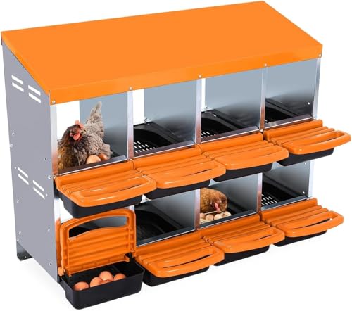 Chicken Nesting Box,Chicken Egg Laying Box with 8 Compartments, Roll Away Eggs Laying Boxes, Nesting Boxes, Indoor & Outdoor Use,Easy Egg Collection, Easy Cleaning - color: Orange, size: 8 holes