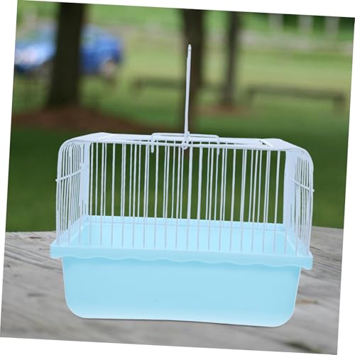 Garneck Portable Lightweight Bird Cage for Lovebirds and Small Animals Easy to Clean Travel Carrier Transparent Window for Parakeets and Cockatiels - color: Sky-blue