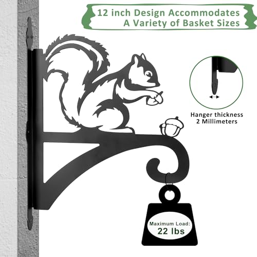 ATKKE Hanging Plant Bracket Hangers Indoor Iron Wall Mount,11” Squirrel Silhouette Ornamental Iron Hangers Hookers for Flower Pot Lantern Bird Feeder Wind Chimes - size: Squirrel