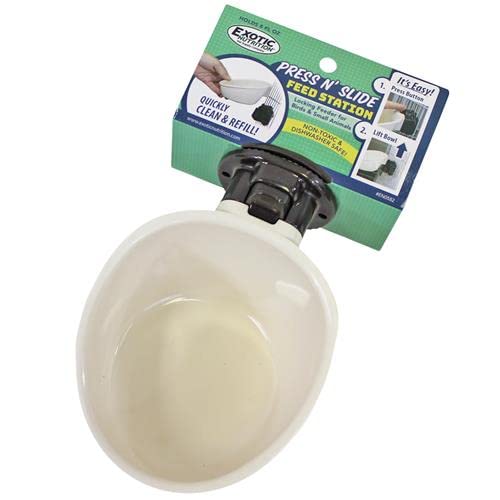 Press 'N' Slide Feed Station - Durable Mounted Food Bowl Dish - Sugar Gliders, Squirrels, Prairie Dogs, Degus, Marmosets, Parrots, Birds, Rats, Hamsters, Gerbils & Other Small Pets… (Without Dome) - size: Without Dome