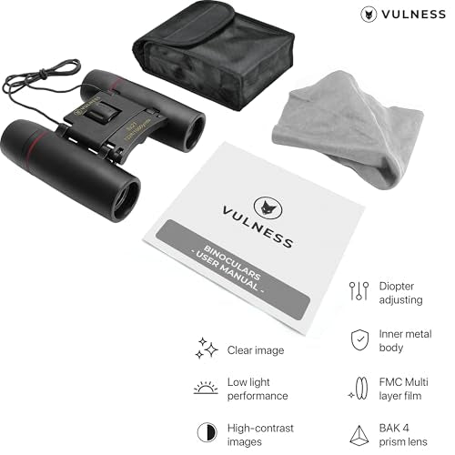 VULNESS Binoculars for Adults, Small Mini Travel Essentials, 8X21, Black | Compact Binoculars for Camping, Cruise Ship, Hiking Gear, Bird Watching, Norwegian, Alaska, Costa Rica, Must Haves, Gifts - color: Black