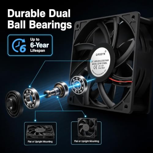 High cfm Computer Fan 120mm x 38mm 110V 220V AC Powered Variable Speed Fan Cooling Components for Receiver Xbox DVR PlayStation Mining Rig Case Server Cabinet Grow Tent GPU Workstations - size: 4.7x4.7x1.5in