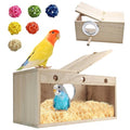 Large Parakeet Nesting Box for Cage,Transparent Bird Breeding Box Acrylic Parakeet Nest Natural Wood Bird Cage House for Parrot Cockatiel Budgies Canaries Lovebirds (L) - size: Large