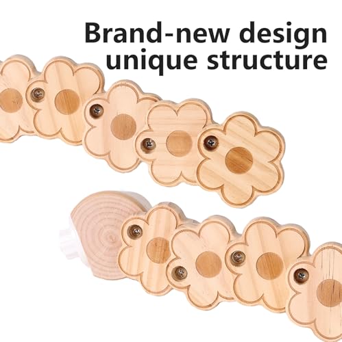 Natural Wood Bird Ladder Perch Toy - Chewable Safe Parrot Climbing Toy for Cockatiel, Finch & Other Small to Medium Birds, Bird Cage Accessories with Easy Screw Installation (Floral Pattern) - color: Floral Pattern