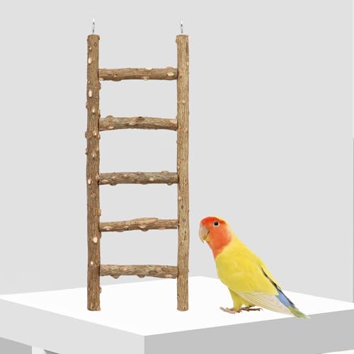 Natural Pepper Wood Parrot Ladder, 5-Step Bird Climbing Toys, Suitable for Parrots, Parakeets, Cockatiels - size: 11.8 × 3.1 Inch