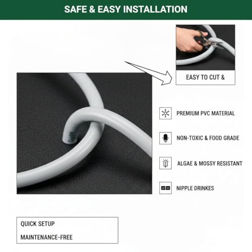 GAUN Pipeline 25ft Accesory for Automatic Chicken Waterer System – Soft Water Line Tube for Poultry & Small Animals, Easy to Install Hose Compatible with Nipple Drinkers for Hydration Systems - size: hose 25 feet