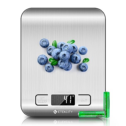 Etekcity Food Kitchen Scale, Digital Grams and Ounces, 11lb | Tare function, ideal for baking, weight loss, keto, meal prep, packages, liquids and jewelry, 304 Stainless Steel - color: Stainless Steel