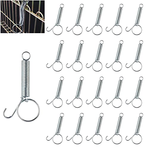 20PCS Spring Latch Hook for Cage Spring Cage Latch Metal Finger Spring Door Hook for Fixing Rabbit Birds Dog Cat Parrot Small Animal (3.34Inch) - size: 3.34Inch