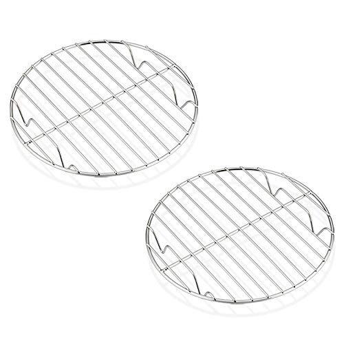E-far 7½ Inch Steaming Cooking Racks, Stainless Steel Round Baking Cooling Rack Set of 2, Multi-Purpose for Canning Air Fryer Pressure Cooker, Dishwasher Safe - size: 7.5"