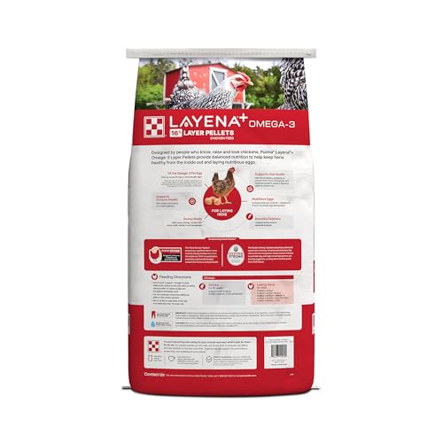 Purina® Layena®+ Omega-3 Chicken Feed Pellets, 40 Pound Bag - size: 40 Pound (Pack of 1)