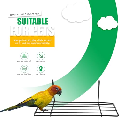 POPETPOP Grid Iron Wall Shelf Bird Cage Platform Perch with Hooks for Parrots and Small Birds Hanging Wire Shelf for Cage Wall Decoration 3 Pack 9.84 X 5.90 X 8.26 in