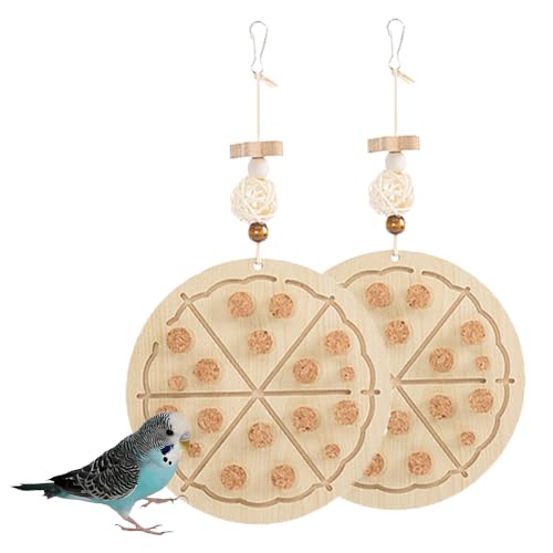 2 PCS Wooden Bird Chew Toys-6.3 X 6.3 Inch Hanging Parrot Toys with Detachable & Replaceable Corks,Foraging Toys for Cockatiels,Parakeets,Conures & Small to Medium Parrot - style: Bird Toy