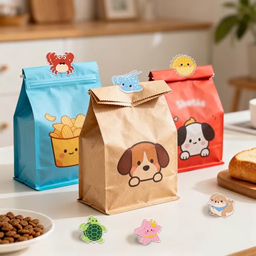 MAYJOYDIY 24Pcs Marine Animal Acrylic Chip Clips Crab Bag Sealer Closures | Dolphin Starfish Bag Clips, Assorted Sea Creature Silhouettes, Firm Sealing Force, Preserve Food Tidy Kitchen Storage Space - style: Marine Organism