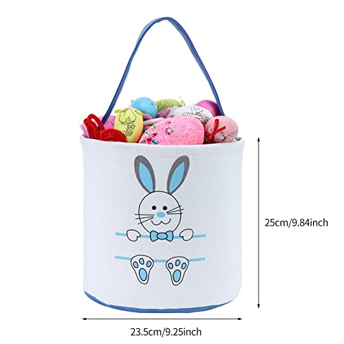 XinblueCo Baseball Basket Easter Baskets for Canvas Easter Egg Hunt Baskets - color: Blue Bunny