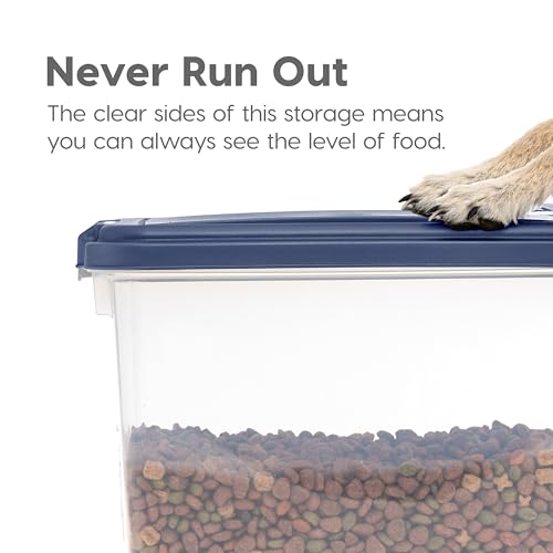 IRIS USA Dog Food Storage Container, Up to 30+11 lbs, Gray/Dark Gray | Made in the USA, Includes 2-Cup Scoop & Wheels, Airtight Seal, BPA-Free, Bird Seed, Cat food, Cat Litter, Treats, Toys - color: Navy