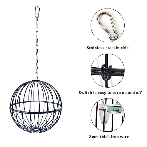 Hanging Chicken Feeder 7.1 Inch Chicken Veggie Treat Ball 1PCS Black | Large IronSturdy Chicken Treat Holder with 15.7 Inch Hanging Chain - color: Black