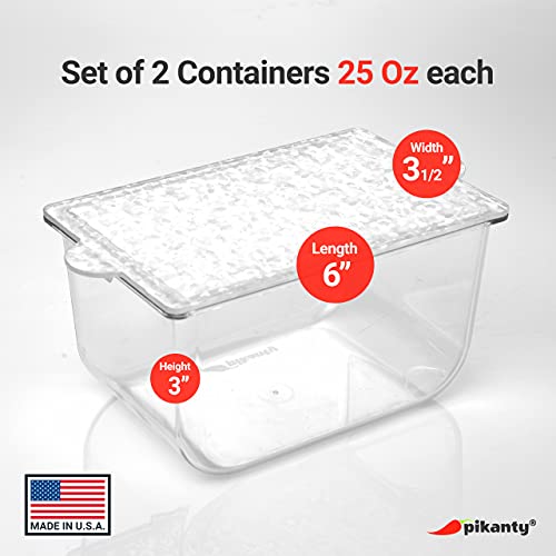 Pikanty Leftover Storage Containers Set of 2, 25 oz Meal Prep and Lunch Containers with Lids, Stackable, Freezer and Dishwasher Safe, Made in USA - style: 2 Containers