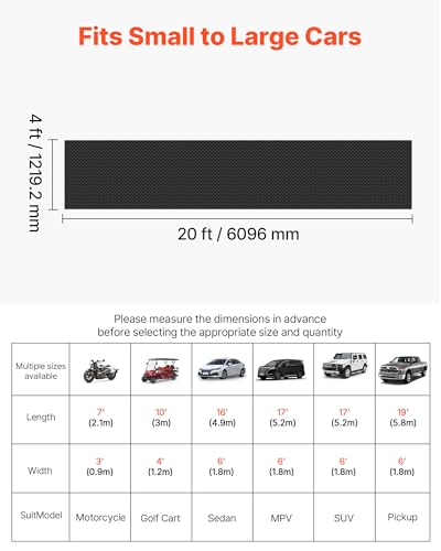 VEVOR Garage Floor Roll, 4 x 20 ft Garage Flooring Mat, 3 mm Thickened Rubber Diamond Plate Floor Protector Mat, Non-Slip, Wear-Resist, Waterproof, Easy to Clean for Warehouse, Gyms,Trailer, Black - size: 4 ft x 20 ft