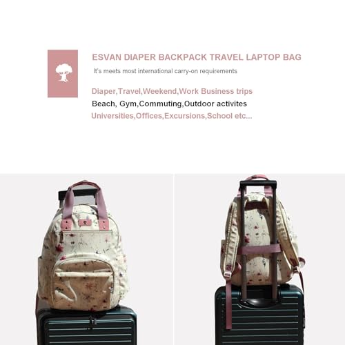 Diaper Bag Backpack Corduroy Multifunction Baby Fashion Travel Pack office Laptop Bag - color: Purple White Flower