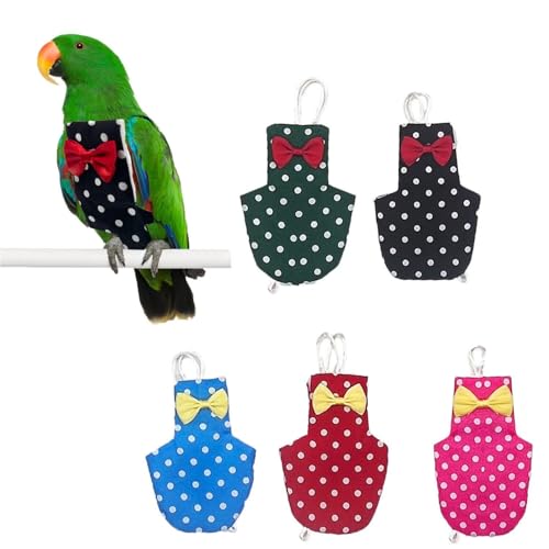 Dot Liners Washable Reusable Protective Bird Harness Bird Diaper Flight Suite Liners 5 PCS - color: Dot, size: M