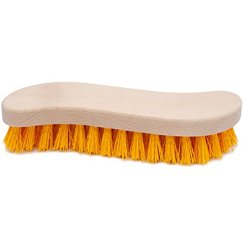 Scrub Brush - Stiff Bristle Brush for Deep Cleaning, Nylon Brush with Hard Bristle, Utility Hand Brush for Indoor and Outdoor, Wooden Scrubbing Brush, Hard Brush Heavy Duty Boot Hand Scrubber - size: 7.87"
