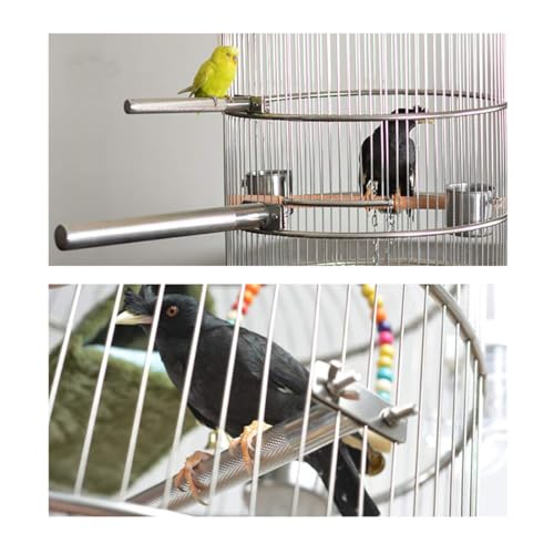 Bird Perch Stainless Steel Stand Parrot Rod Grinding Claws Trimming Beak Nails Grinding Stick Exercise Platform for Parakeet Cockatiel Conure African Grey Macaw Finch Bird Cage Accessories (S) - size: S: 7.19x 0.75inch
