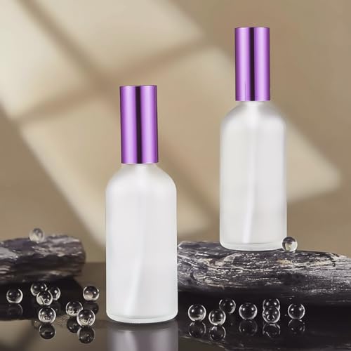 Roshtia 30 Pcs Glass Spray Bottle Clear Empty Bottles Small Refillable Reusable Perfume Bottle with Fine Mist Sprayer Pump for Face Body Travel(3.4 oz,Purple) - color: Purple, size: 3.4 oz