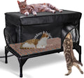 Heated Cat House for Outside Cat in Winter, Insulated Outdoor Feral Cat Shelter with Cat Heating Pad, 2 Doors,Elevated Waterproof Heated Kitty House (Black, 25"x13.7"x18") - style: Black Cat House 02